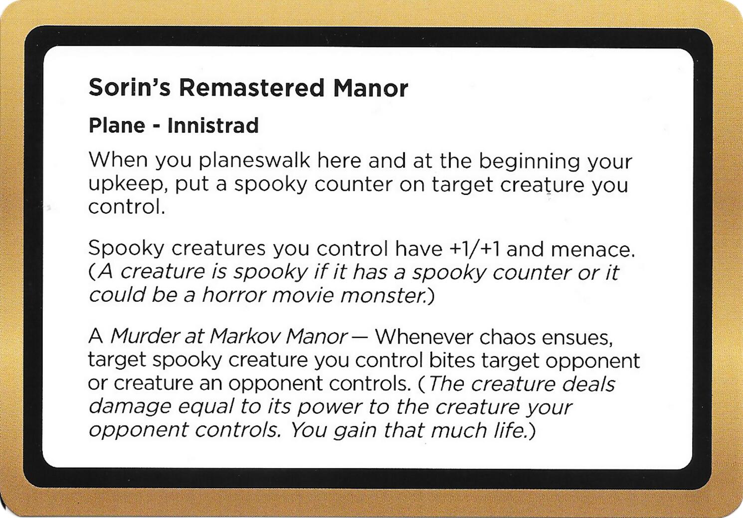Sorin's Remastered Manor (Black Lotus Unknown Planechase) [Oversize Cards] | Devastation Store