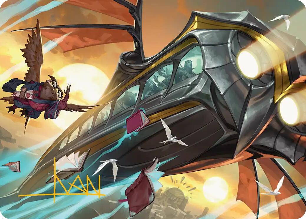 Strixhaven Skycoach Art Card (Gold-Stamped Signature) [Secrets of Strixhaven Art Series] | Devastation Store
