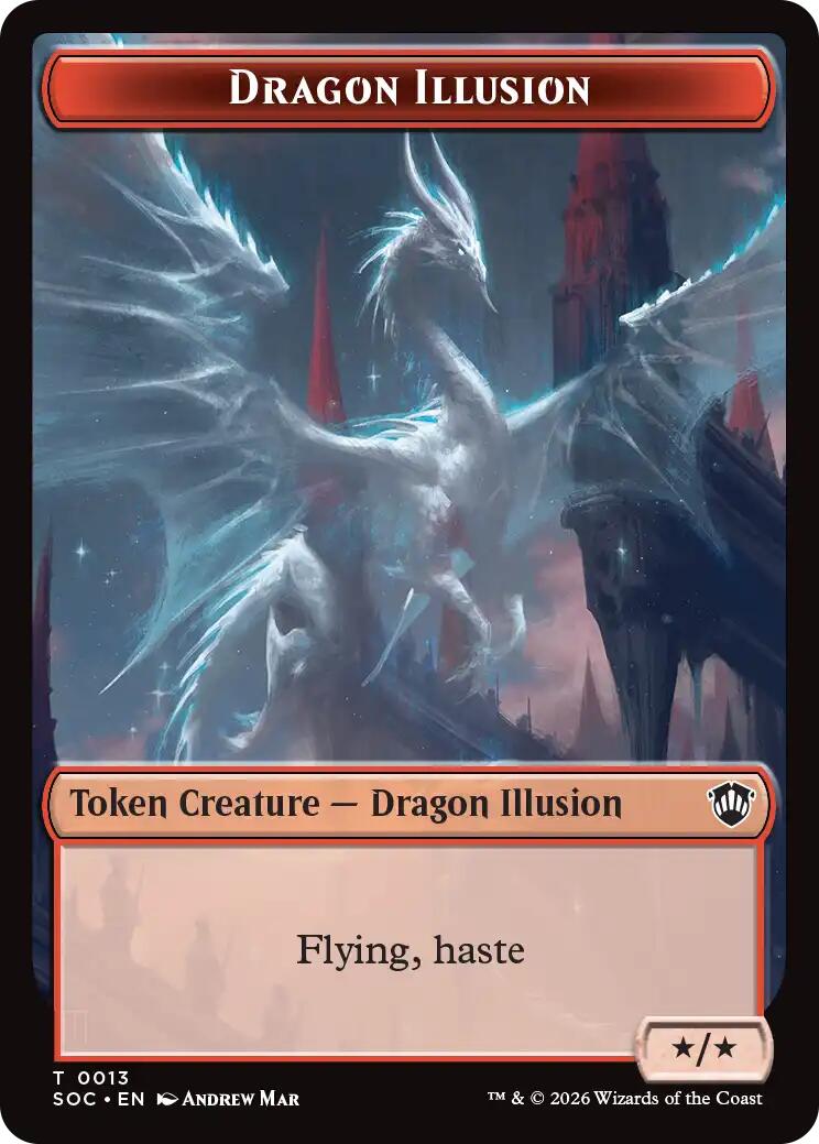 Dragon Illusion // Elemental (0019) Double-Sided Token [Secrets of Strixhaven Commander Tokens] | Devastation Store