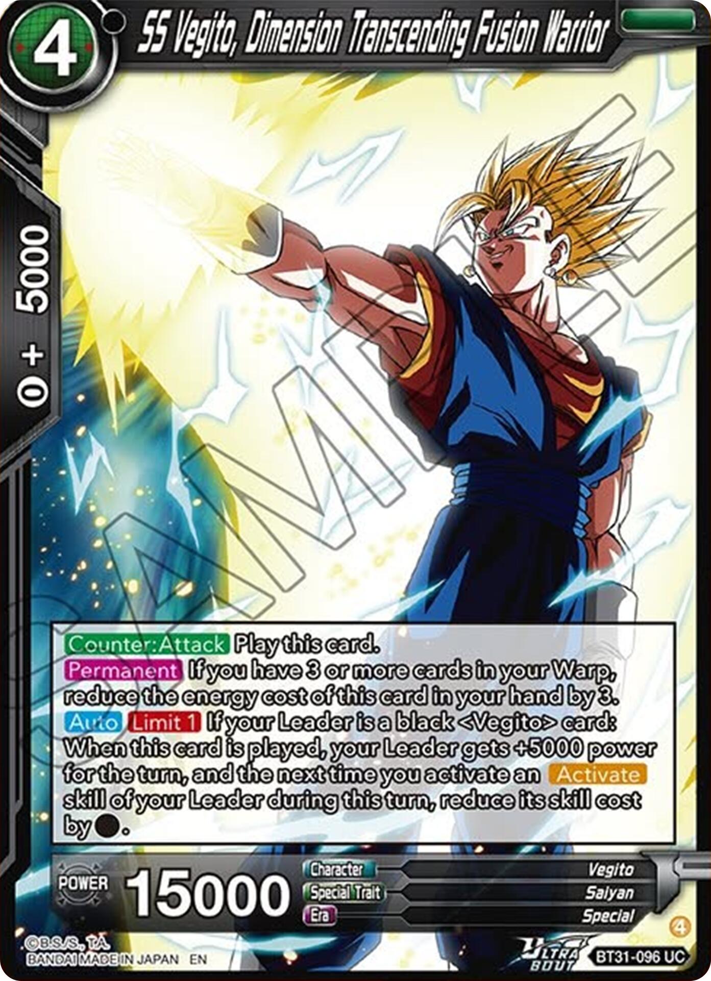 SS Vegito, Dimension Transcending Fusion Warrior (BT31-096) [Impact Beyond Dimensions] | Devastation Store