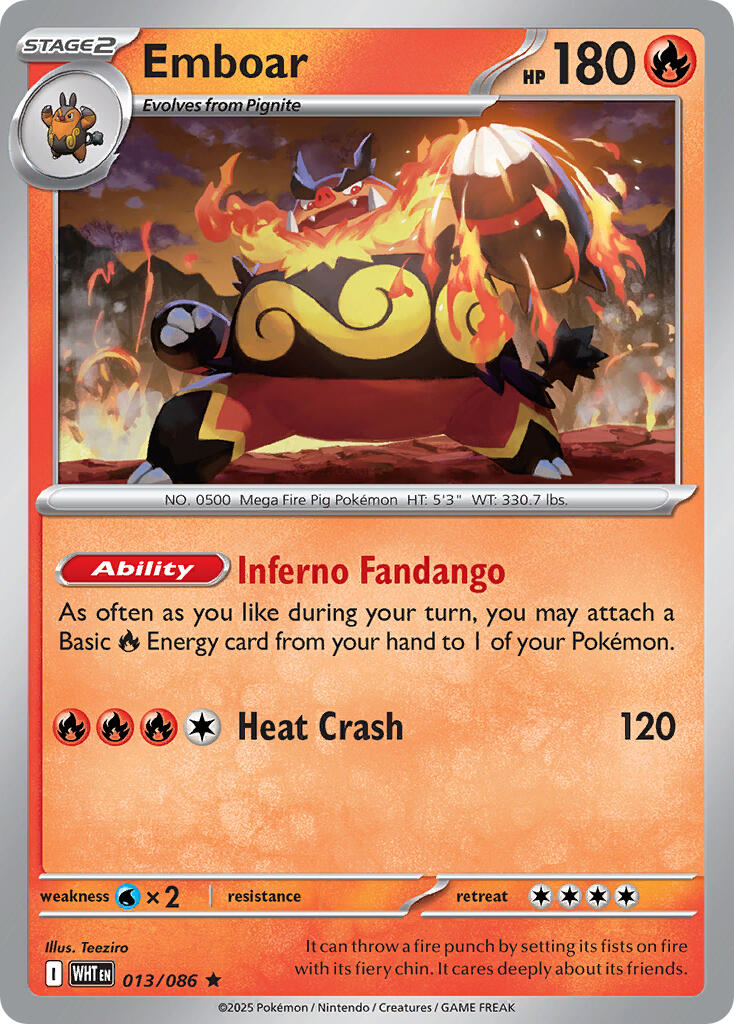 Emboar (013/086) (Deck Exclusive) [Scarlet & Violet: White Flare] | Devastation Store