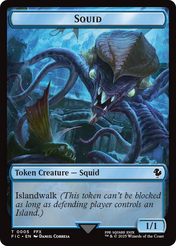 Spirit // Squid Double-Sided Token (Surge Foil) [FINAL FANTASY Commander Tokens] | Devastation Store