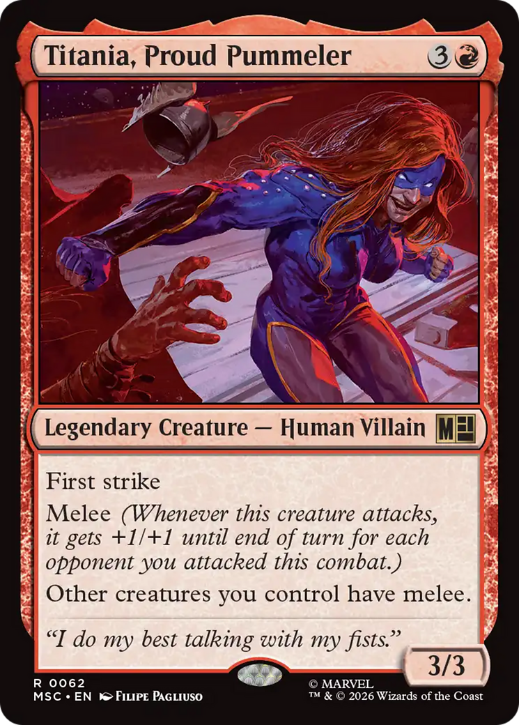 Titania, Proud Pummeler (Surge Foil) [Marvel Super Heroes Commander] | Devastation Store