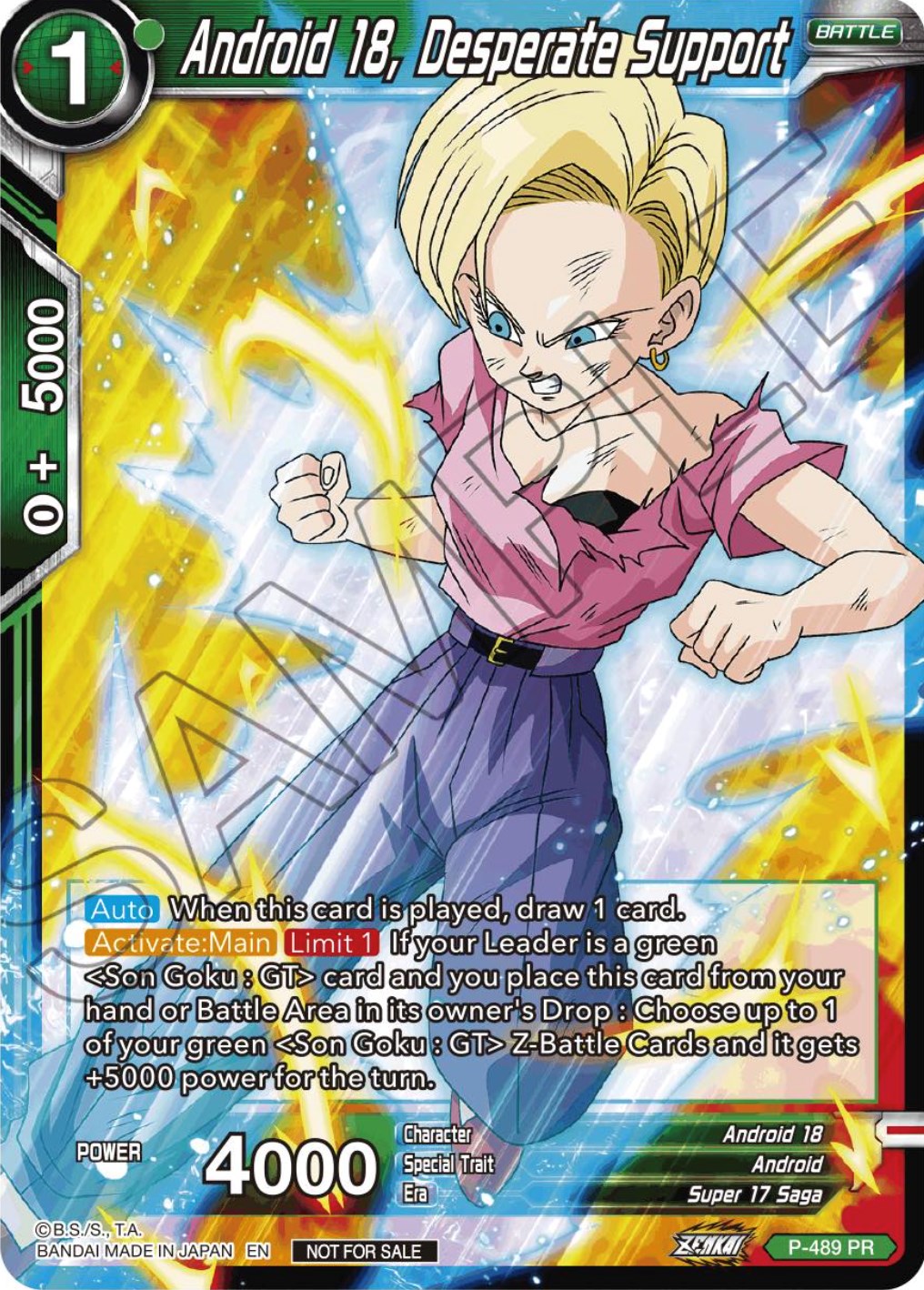 Android 18, Desperate Support (Zenkai Series Tournament Pack Vol.3) (P-489) [Tournament Promotion Cards] | Devastation Store