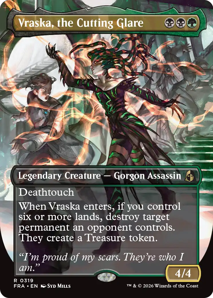Vraska, the Cutting Glare (Borderless) [Reality Fracture] | Devastation Store