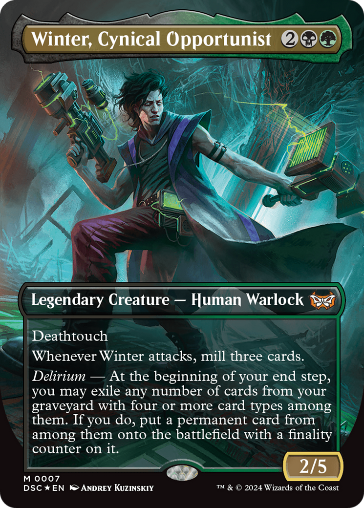 Winter, Cynical Opportunist (Borderless) [Duskmourn: House of Horror Commander] | Devastation Store