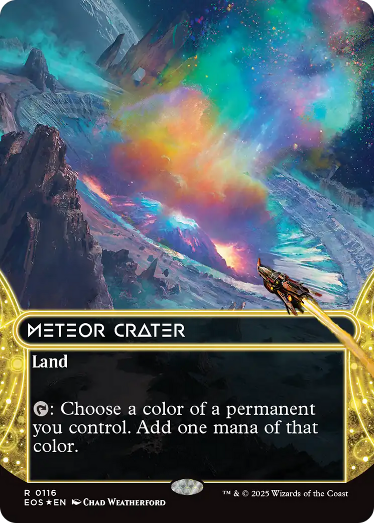 Meteor Crater (0116) (Borderless) (Galaxy Foil) [Edge of Eternities: Stellar Sights] | Devastation Store