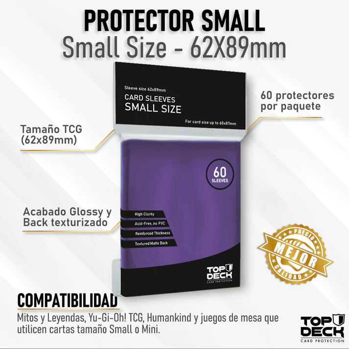 Protector Top Deck Small 62x89mm color Morado 60 Unidades | Devastation Store