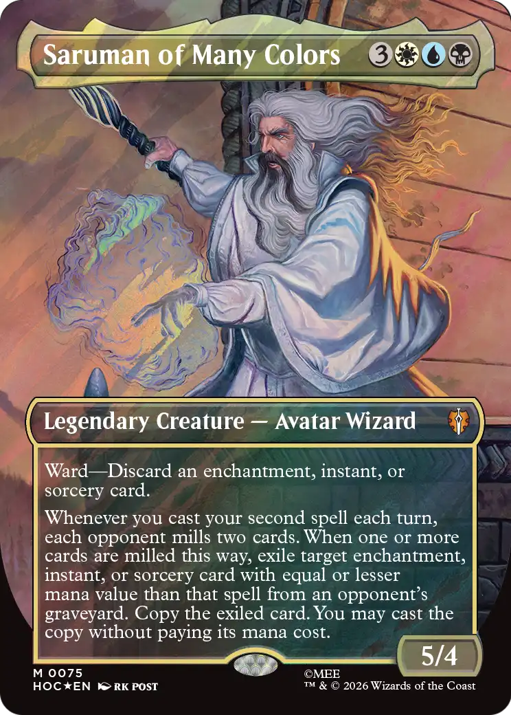 Saruman of Many Colors (Borderless) (Surge Foil) [The Hobbit: Eternal-Legal] | Devastation Store