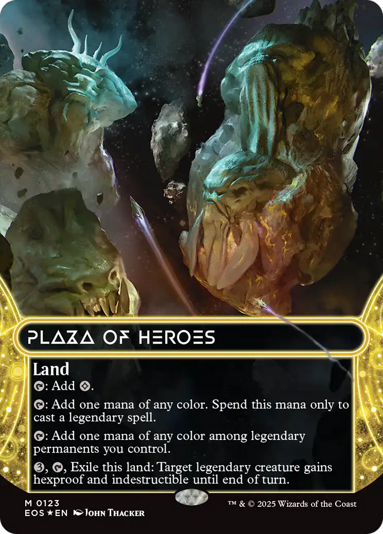 Plaza of Heroes (0123) (Borderless) (Galaxy Foil) [Edge of Eternities: Stellar Sights] | Devastation Store