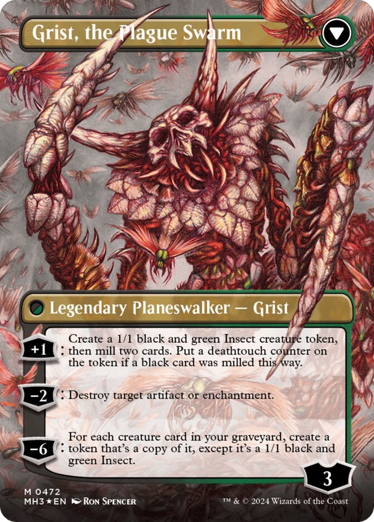 Grist, Voracious Larva // Grist, the Plague Swarm (Borderless) (Textured Foil) [Modern Horizons 3] | Devastation Store