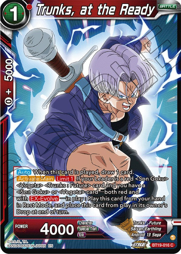 Trunks, at the Ready (BT19-016) [Fighter's Ambition] | Devastation Store