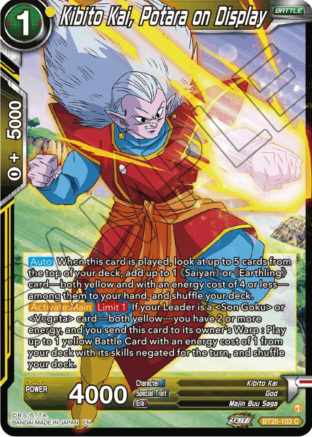 Kibito Kai, Potara on Display (BT20-103) [Power Absorbed] | Devastation Store