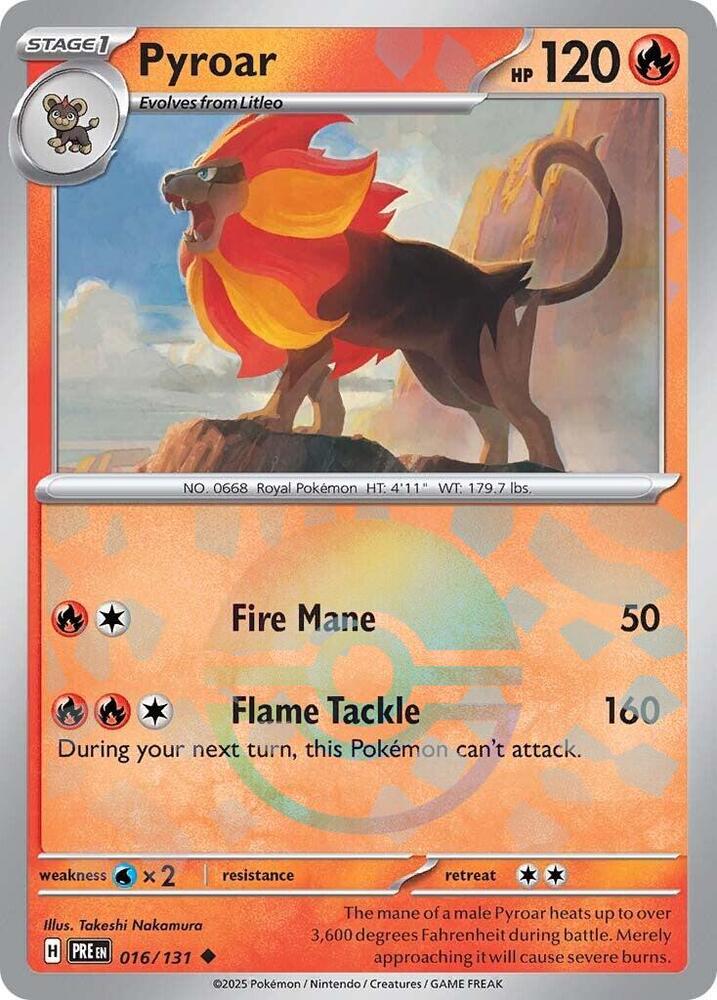 Pyroar (016/131) (Poke Ball Pattern) [Scarlet & Violet: Prismatic Evolutions] | Devastation Store