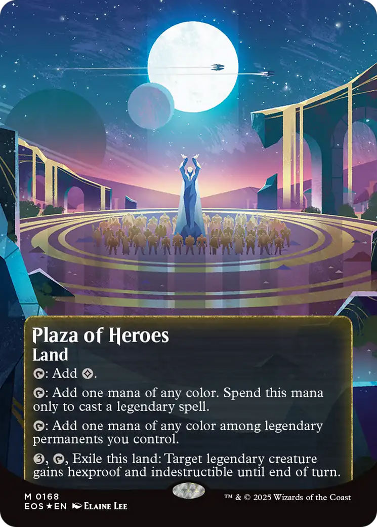 Plaza of Heroes (0168) (Borderless) (Galaxy Foil) [Edge of Eternities: Stellar Sights] | Devastation Store