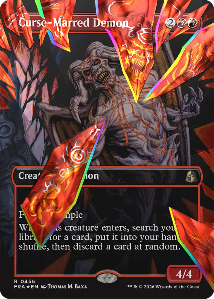 Curse-Marred Demon (Borderless) (Facet Foil) [Reality Fracture] | Devastation Store