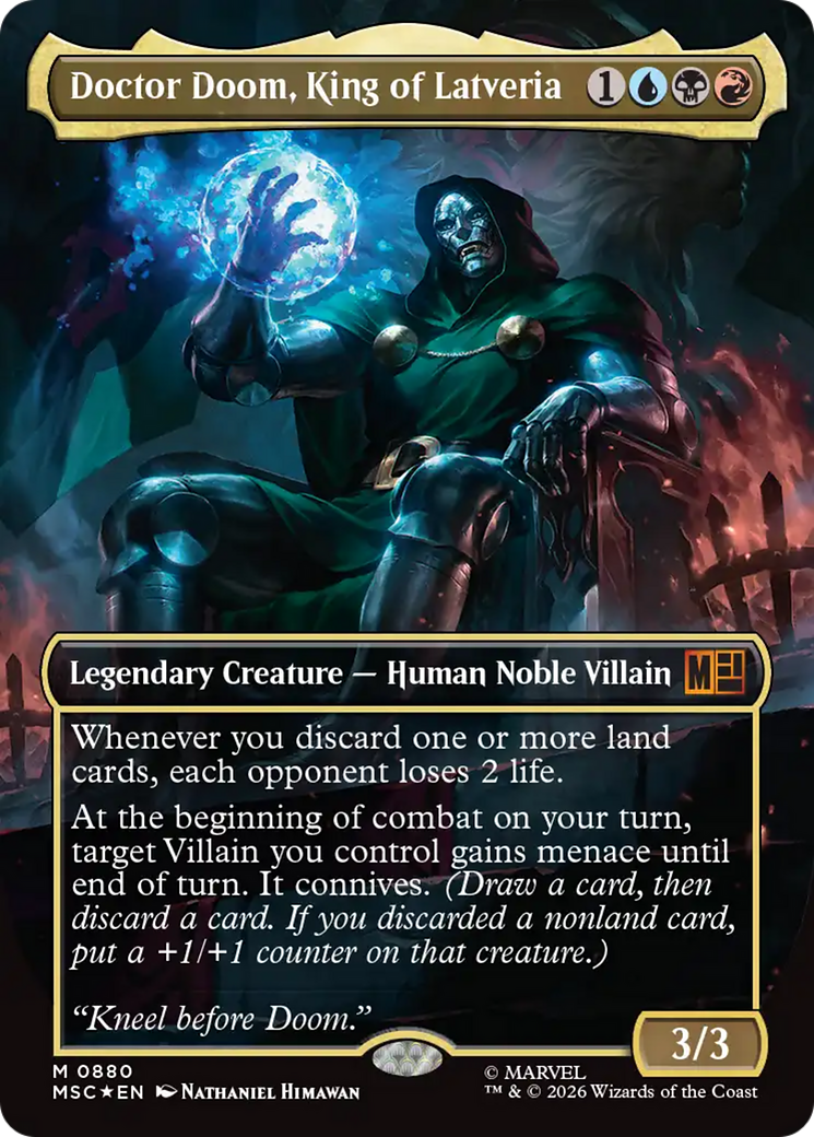 Doctor Doom, King of Latveria (Borderless) (Surge Foil) [Marvel Super Heroes Commander] | Devastation Store