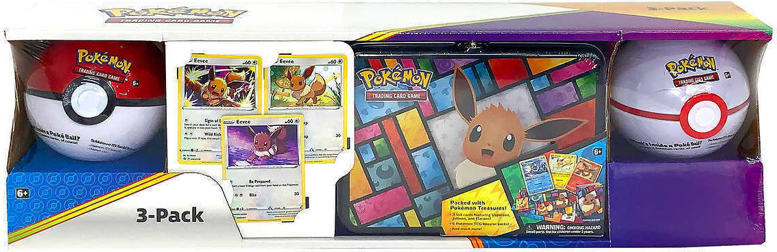 3-Pack (Eevee Treasure Chest/Poke Ball Tins) | Devastation Store