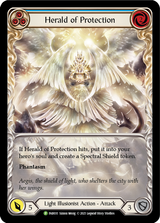 Herald of Protection (Blue Extended Art) [FAB031] (Promo)  Rainbow Foil | Devastation Store