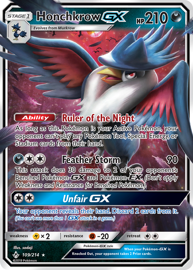 Honchkrow GX (109/214) [Sun & Moon: Unbroken Bonds] | Devastation Store