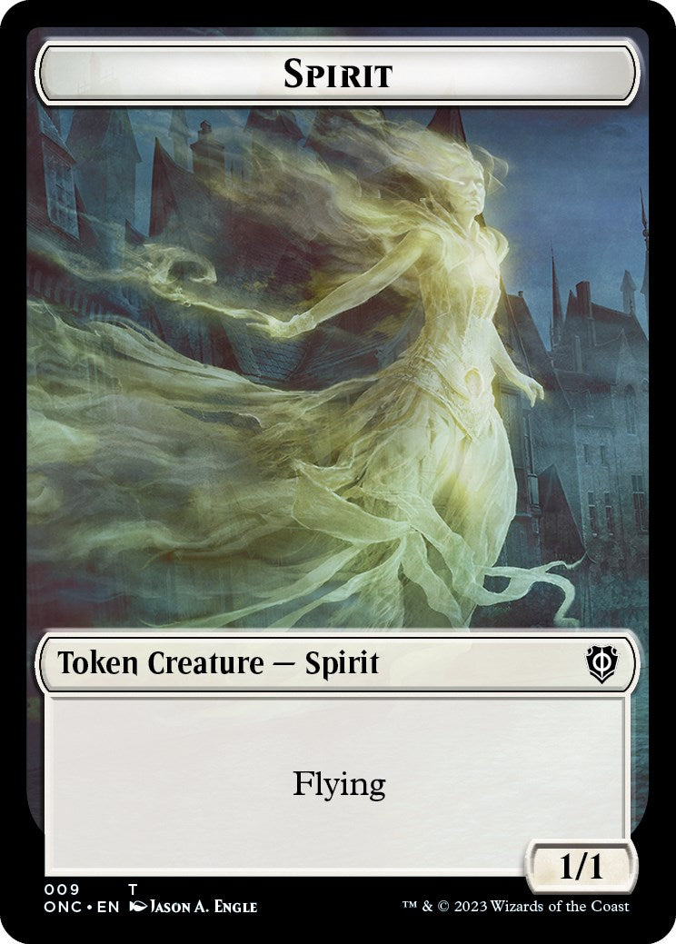 Human // Spirit Double-Sided Token [Phyrexia: All Will Be One Commander Tokens] | Devastation Store