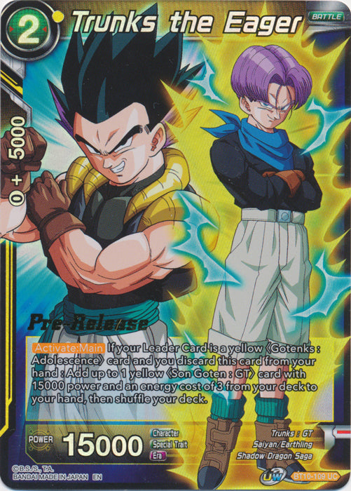 Trunks the Eager (BT10-109) [Rise of the Unison Warrior Prerelease Promos] | Devastation Store