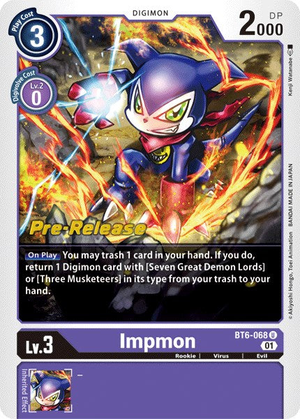 Impmon [BT6-068] [Double Diamond Pre-Release Cards] | Devastation Store