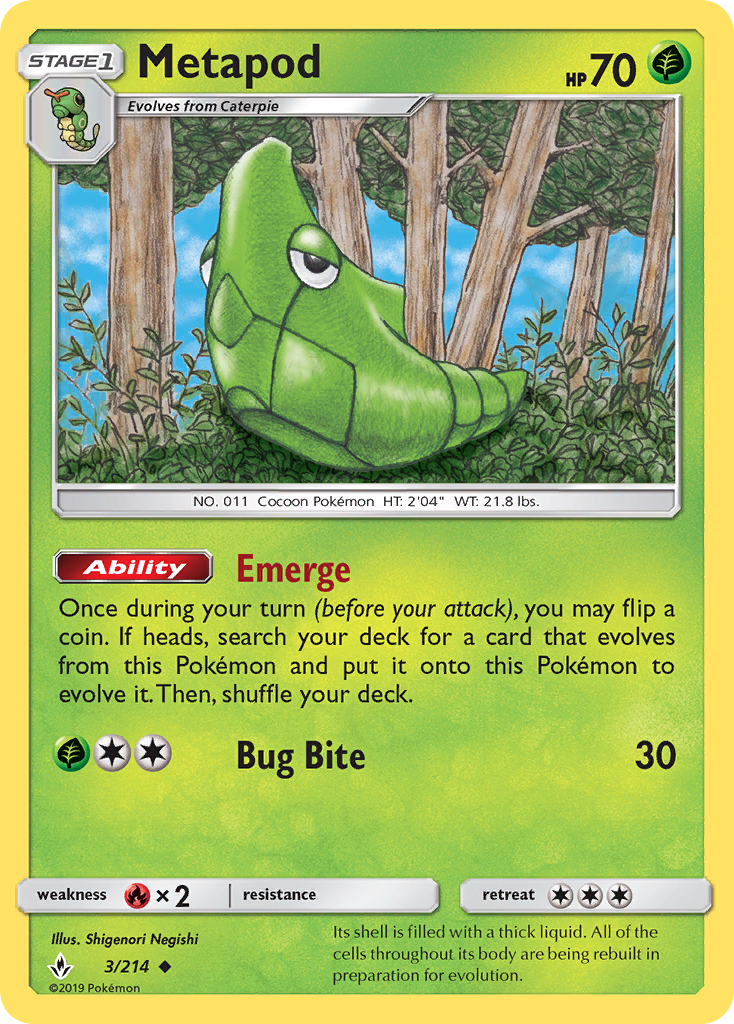 Metapod (3/214) [Sun & Moon: Unbroken Bonds] | Devastation Store