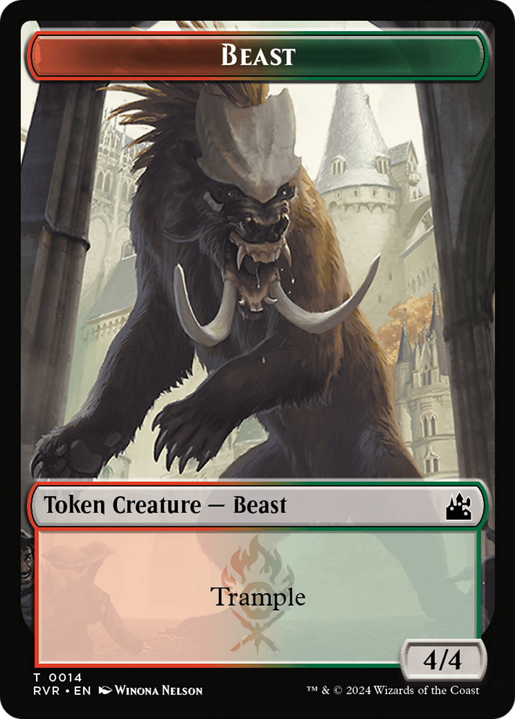 Goblin (0008) // Beast Double-Sided Token [Ravnica Remastered Tokens] | Devastation Store