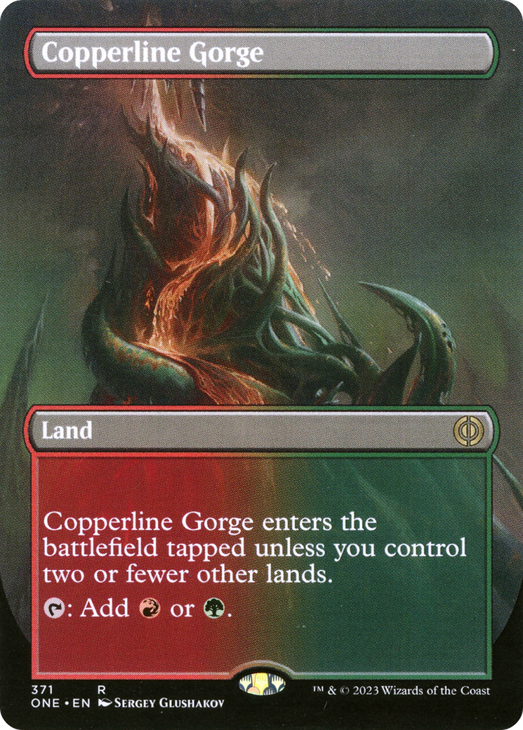 Copperline Gorge (Borderless Alternate Art) [Phyrexia: All Will Be One] | Devastation Store