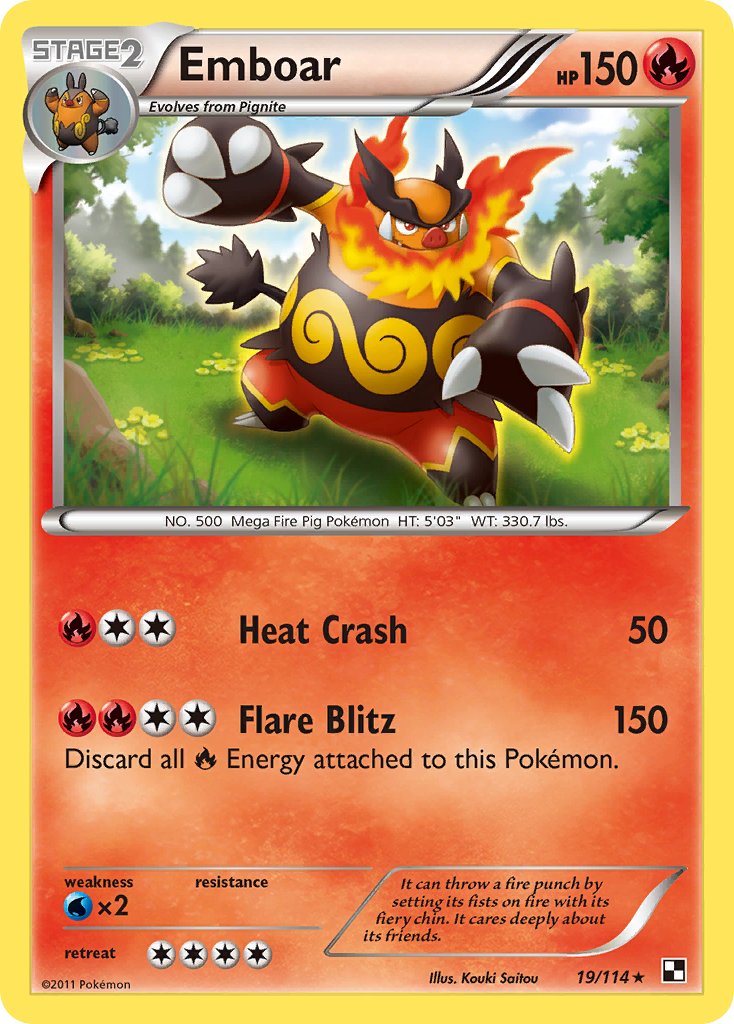 Emboar (19/114) (Cracked Ice Holo) (Theme Deck Exclusive) [Black & White: Base Set] | Devastation Store