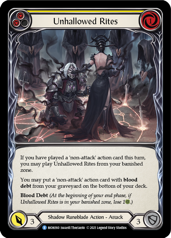 Unhallowed Rites (Yellow) (Rainbow Foil) [MON160-RF] 1st Edition Rainbow Foil - Devastation Store | Devastation Store