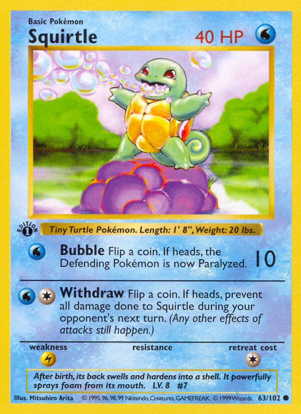 Squirtle (63/102) (Shadowless) [Base Set 1st Edition] | Devastation Store