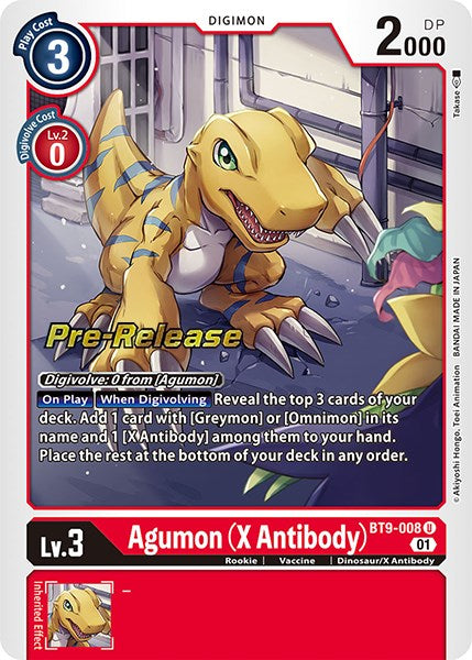 Agumon (X Antibody) [BT9-008] [X Record Pre-Release Promos] | Devastation Store
