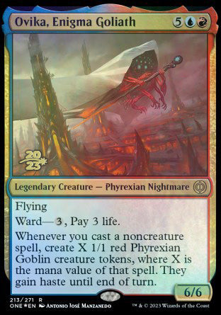 Ovika, Enigma Goliath [Phyrexia: All Will Be One Prerelease Promos] | Devastation Store