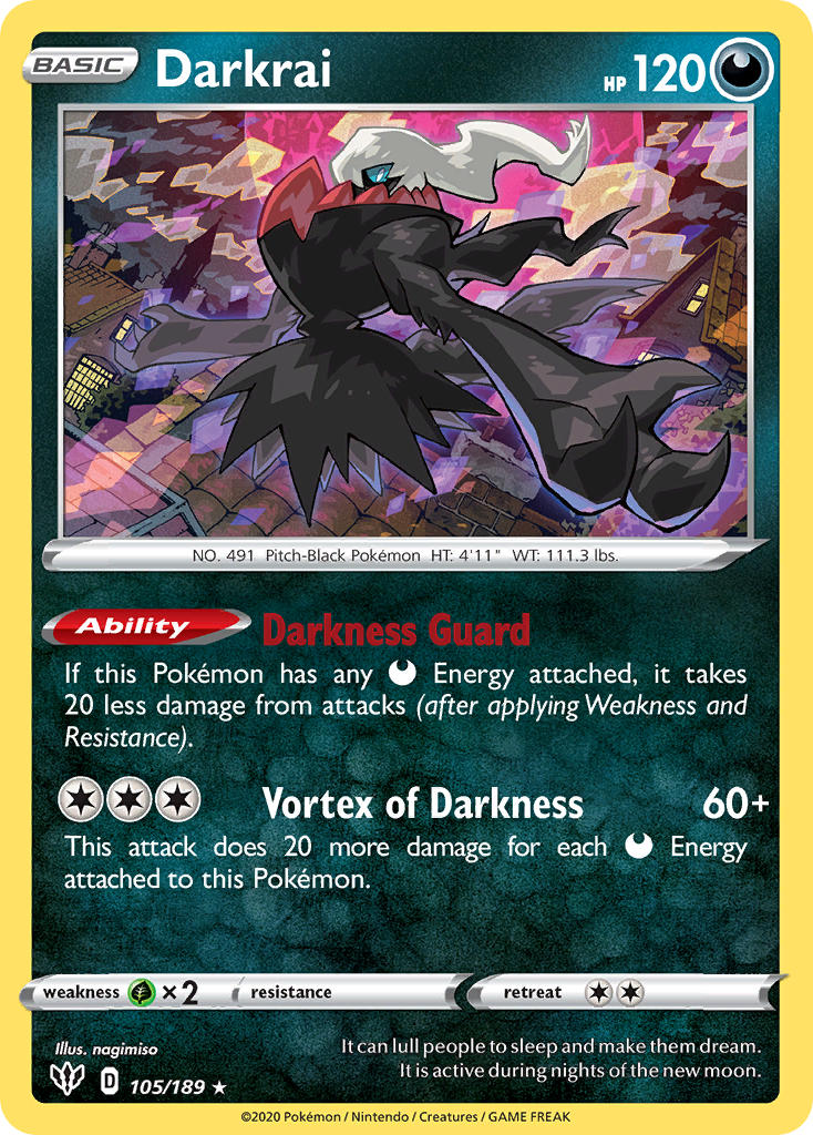 Darkrai (105/189) (Theme Deck Exclusive) [Sword & Shield: Darkness Ablaze] | Devastation Store