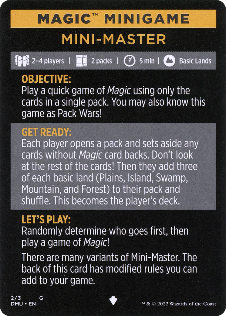 Mini-Master (Magic Minigame) [Commander Legends: Battle for Baldur's Gate Minigame] | Devastation Store