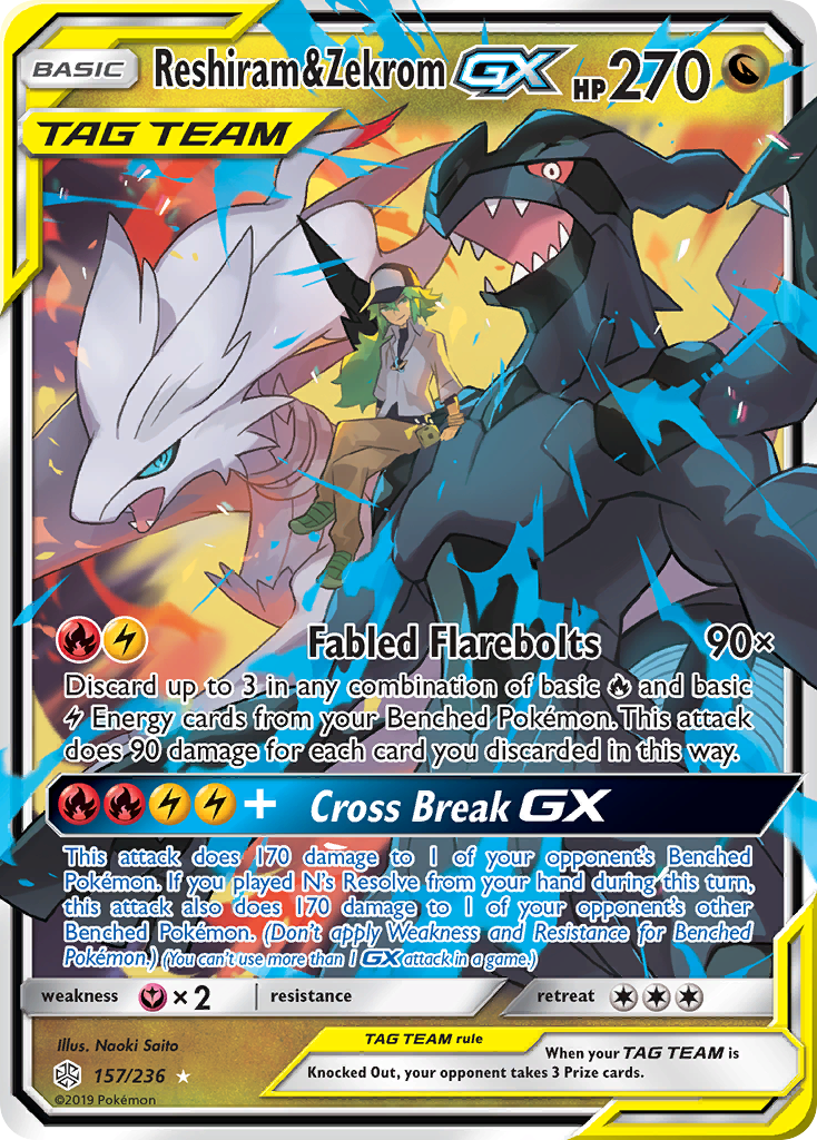 Reshiram & Zekrom GX (157/236) [Sun & Moon: Cosmic Eclipse] | Devastation Store