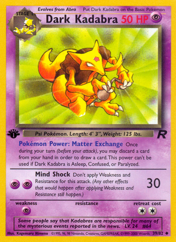 Dark Kadabra (39/82) [Team Rocket 1st Edition] | Devastation Store