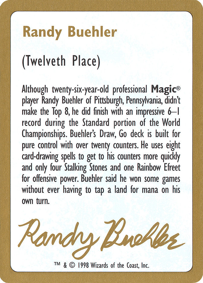 Randy Buehler Bio [World Championship Decks 1998] | Devastation Store
