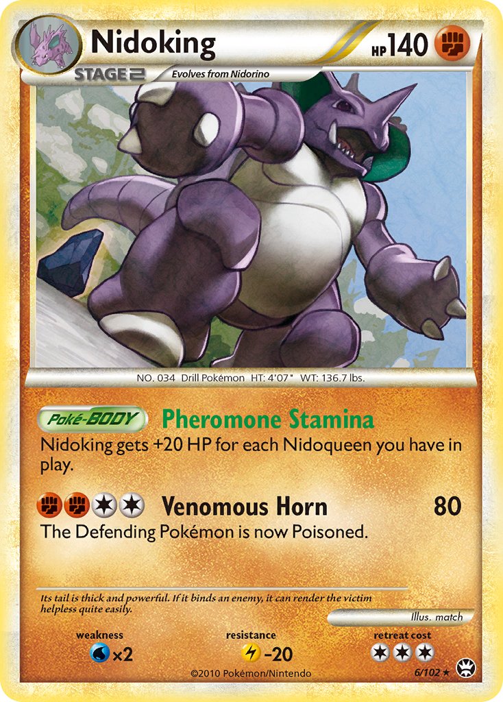 Nidoking (6/102) (Cracked Ice Holo) (Theme Deck Exclusive) [HeartGold & SoulSilver: Triumphant] | Devastation Store
