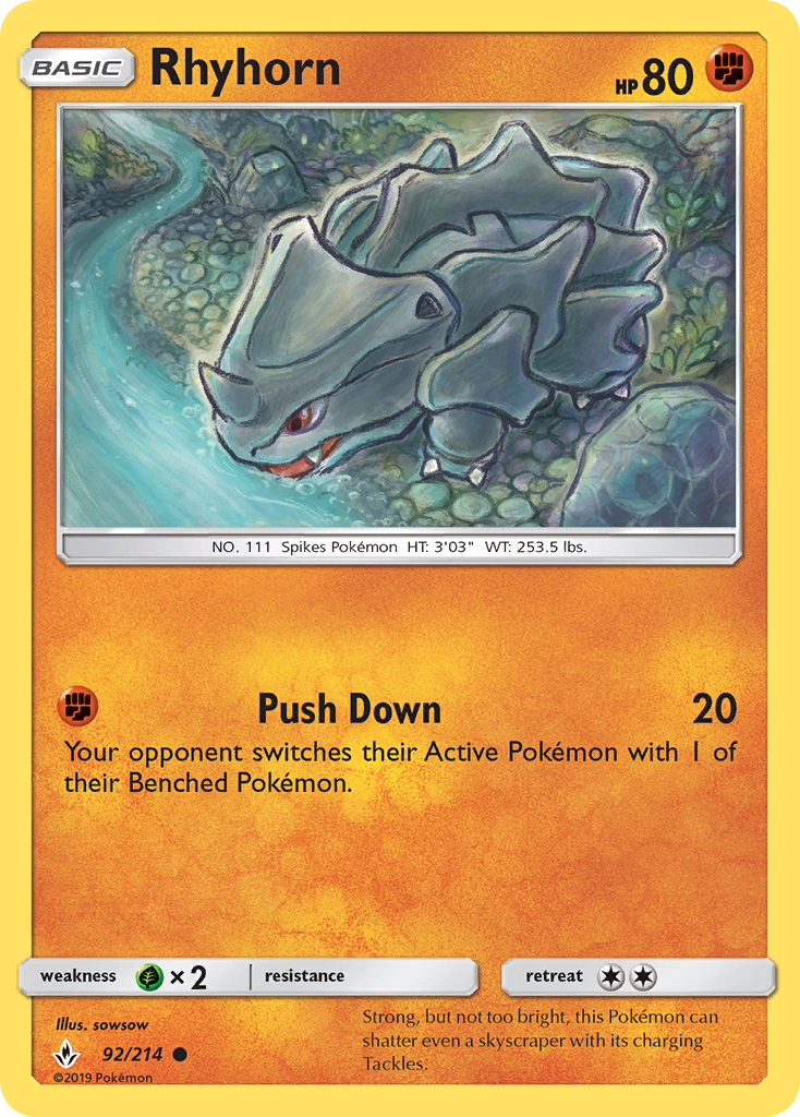 Rhyhorn (92/214) [Sun & Moon: Unbroken Bonds] | Devastation Store