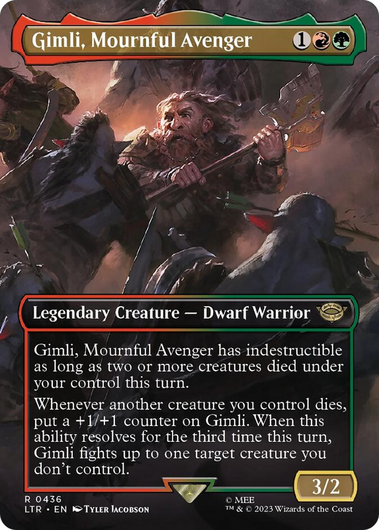 Gimli, Mournful Avenger (Borderless Alternate Art) [The Lord of the Rings: Tales of Middle-Earth] | Devastation Store