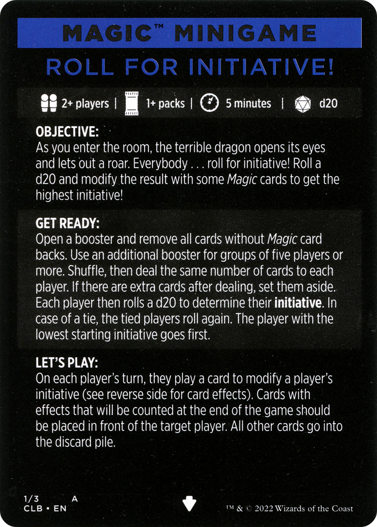 Roll for Initiative! (Magic Minigame) [Commander Legends: Battle for Baldur's Gate Minigame] | Devastation Store