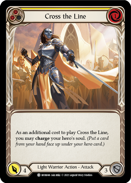 Cross the Line (Yellow) (Rainbow Foil) [MON046-RF] 1st Edition Rainbow Foil - Devastation Store | Devastation Store