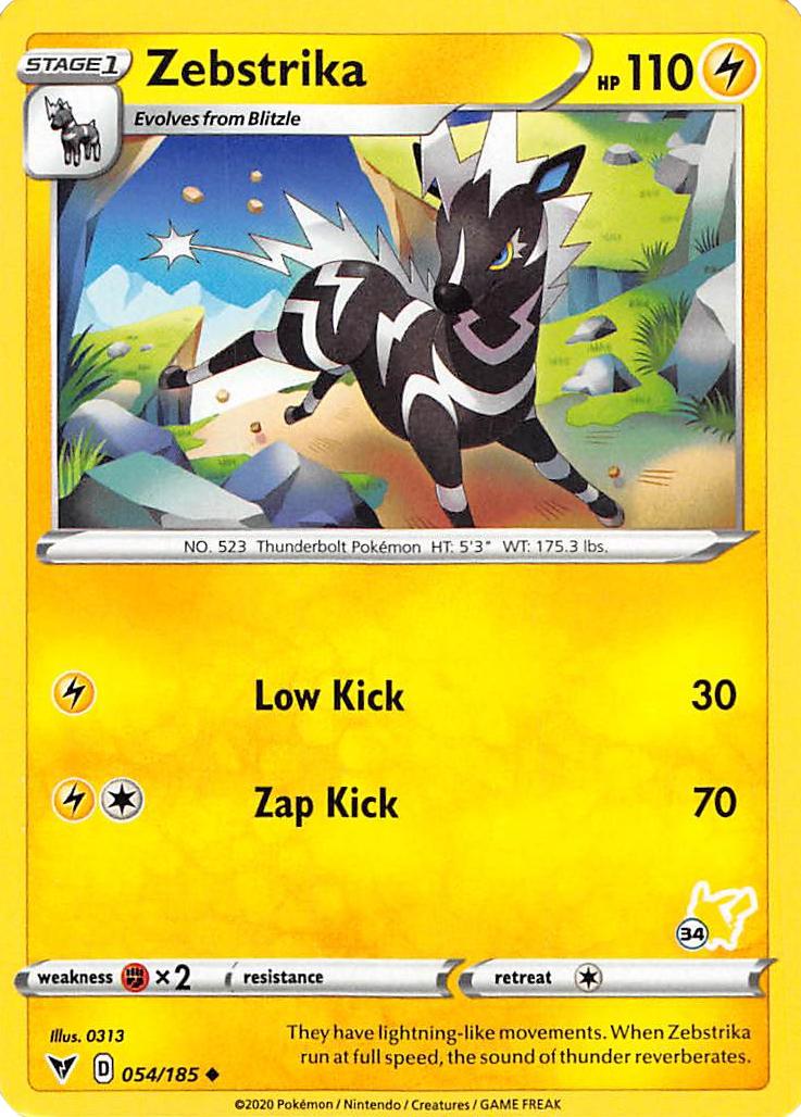 Zebstrika (054/185) (Pikachu Stamp #34) [Battle Academy 2022] | Devastation Store