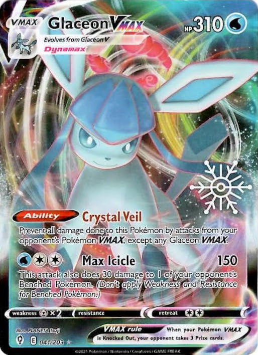 Glaceon VMAX (041/203) (Holiday Calendar) [Sword & Shield: Evolving Skies] | Devastation Store