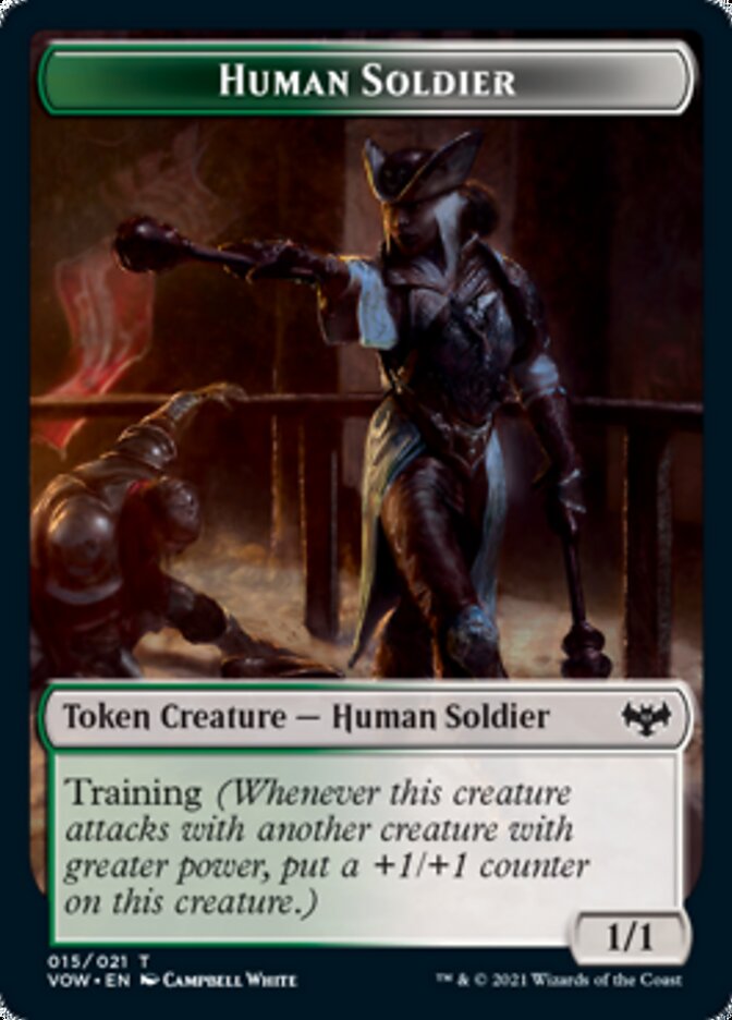 Human (001) // Human Soldier Double-sided Token [Innistrad: Crimson Vow Tokens] | Devastation Store