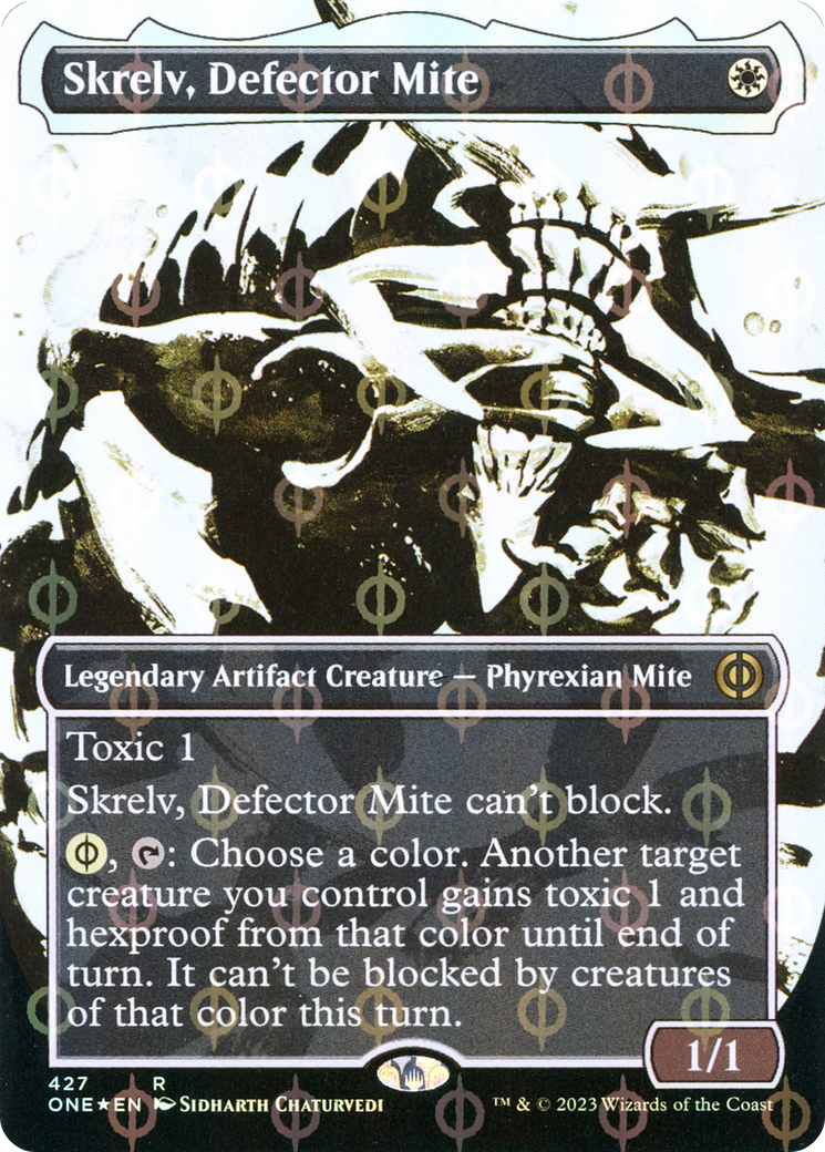Skrelv, Defector Mite (Borderless Ichor Step-and-Compleat Foil) [Phyrexia: All Will Be One] | Devastation Store