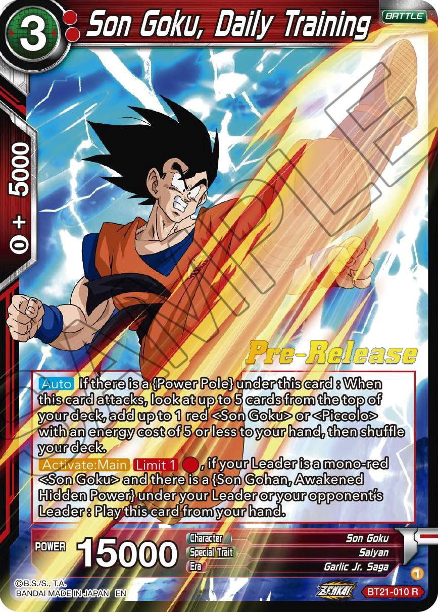 Son Goku, Daily Training (BT21-010) [Wild Resurgence Pre-Release Cards] | Devastation Store